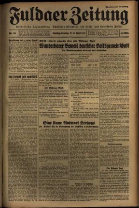 Erste Ausgabe vom Sonntag, den 18. April 1937.