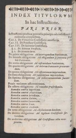 Index Titulorum In hac Instructione.