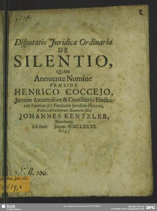 Disputatio juridica ordinaria: De silentio