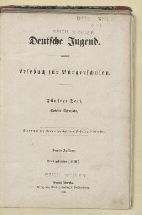 Teil 5 = 6. Schuljahr, [Schülerband]: [Teil 5 = 6. Schulj., [Schülerbd.]] : Lesebuch für Bürgerschulen