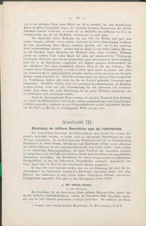 Abschnitt III. Berechnung der mittleren Meerestiefen nach der Feldermethode.