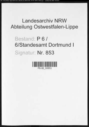 Sterberegister Standesamt Dortmund-Mitte I