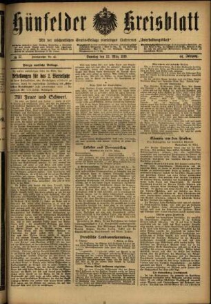 Erste Ausgabe vom Samstag, den 22. März 1919.