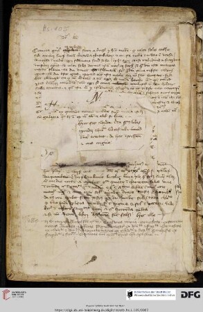 aus einer Urkunde des 14. Jh.s (überklebt von astrologischen Notaten, 14. Jh.)
