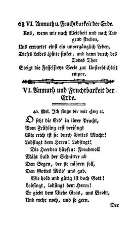 VI. Anmuth und Fruchtbarkeit der Erde.