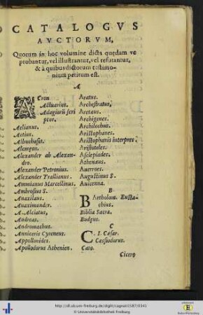 Catalogus Auctorum …