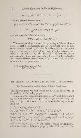 On linear equations in finite differences.