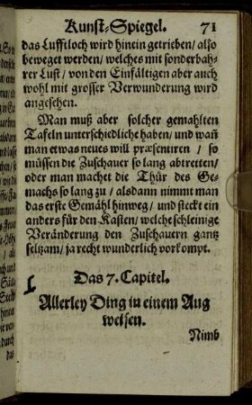 Das 7. Capitel. allerley Ding in einem Aug weisen