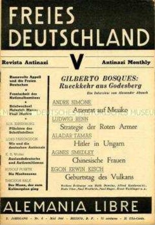 Exilzeitschrift der Bewegung "Freies Deutschland" (Mexico) u.a. zur Strategie der Roten Armee