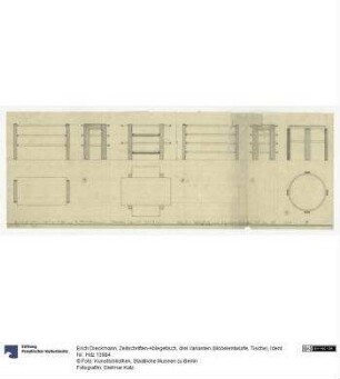 Zeitschriften-Ablegetisch, drei Varianten (Möbelentwürfe, Tische)