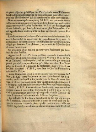 Discours De Monsieur Le Premier President Au Roi, Du 3. Janvier 1753