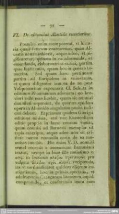 VI. De editionibus Alcestidis recentioribus