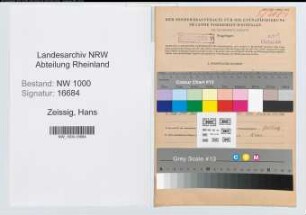 Entnazifizierung Hans Zeissig, geb. 19.08.1904 (Zollsekretaer)
