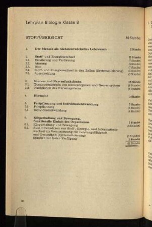 Lehrplan Biologie Klasse 8