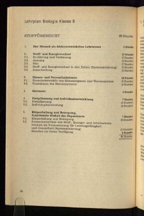 Lehrplan Biologie Klasse 8