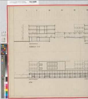 Schmallenberg (Schmallenberg) Schulzentrum Gymnasium - Hauptschule Schnitt, Ansicht 1972 1 : 100 83 x 123 Zeichnung Hochbauamt Soest
