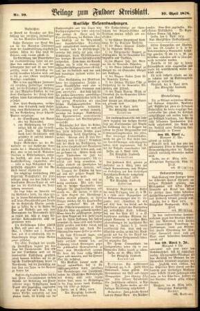 Zweite Ausgabe vom Mittwoch, den 10. April 1878.