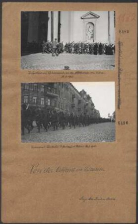 Infanterie im Vorbeimarsch an der Kathedrale in Wilna
