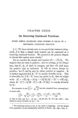 Chapter XXXIII. On Recurring Continued Fractions.
