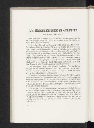 Der Mathematikunterricht am Christianeum