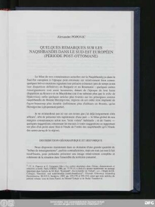 Alexandre Popovic Quelques Remarques Sur Les Naqshbandis Dans Le Sud-Est Européen (Période Post-Ottomane)