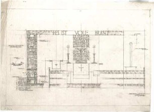 Gsaenger, Gustav; München - Obermenzing, Grünspechtstr. 13; Ev. Notkirche, Bethlehems Kirche, Pfarrhaus - Notkirche, Altar (Ansicht)