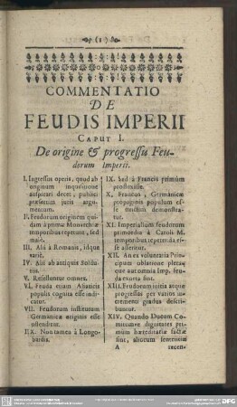 Caput I. De origine & progressu Feuderum Imperii