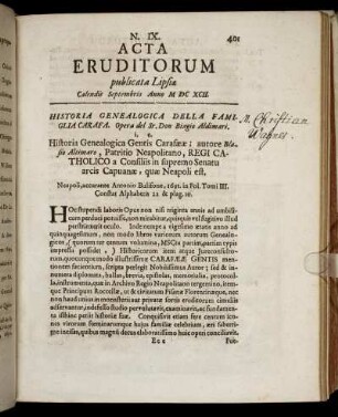 N. IX. [...] Calendis Septembris Anno M DC XCII.
