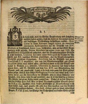S. Lentzens Diplomatische Stifts-Historie von Brandenburg : Worin die an dieser hohen Stifts-Kirche gestandne Bischöffe von Anfang biß zu Ende aus brieflichen Urkunden und zuverläßigen Scribenten beschrieben, und die Dom-Pröbste, Dechante und Dom-Herren, so viel derselben sich herfür gethen, bekant gemachet werden. Mit verschiednen bißher ungedruckten Diplomatibus erläutert