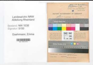Entnazifizierung Emma Doehrmann , geb. 15.03.1901 (Postbeamtin)