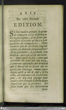 Avis Sur cette Seconde Edition