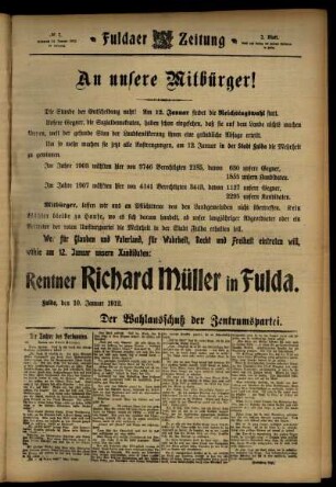 Zweite Ausgabe vom Mittwoch, den 10. Januar 1912.