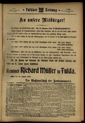 Zweite Ausgabe vom Mittwoch, den 10. Januar 1912.