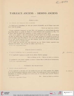 Tableaux anciens - dessins anciens (Nr. 1 - 27)
