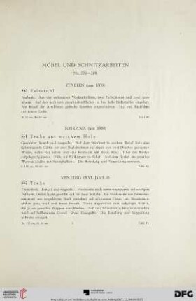 Möbel und Schnitzarbeiten (Nr. 550-598)