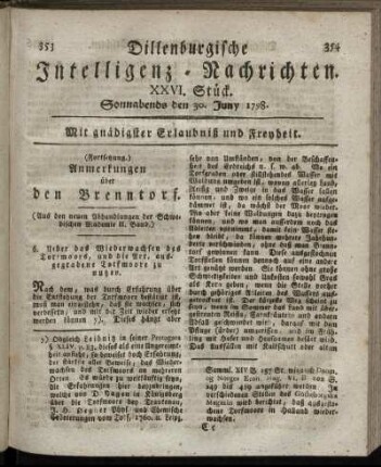 XXVI. Stück. Sonnabends den 30. Juny 1798.