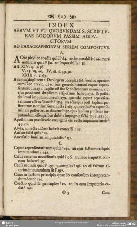 Index Rerum Ut Et Quorundam S. Scripturae Locorum Passim Adductorum