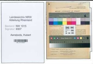 Entnazifizierung Hubert Aenstoots , geb. 17.04.1888 (Montagemeister)