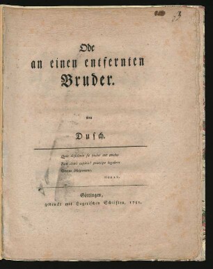 Ode an einen entfernten Bruder