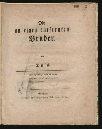 Ode an einen entfernten Bruder