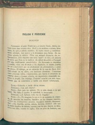 Pasado y porvenir : Diálogo