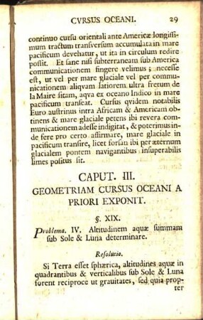 Caput. III. Geometriam Cursus Oceani A Priori Exponit.