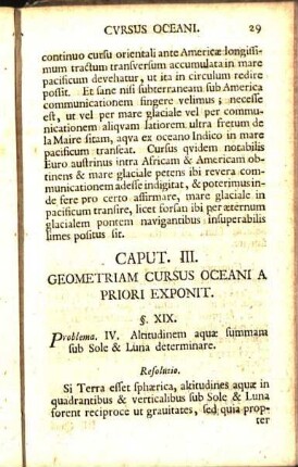 Caput. III. Geometriam Cursus Oceani A Priori Exponit.