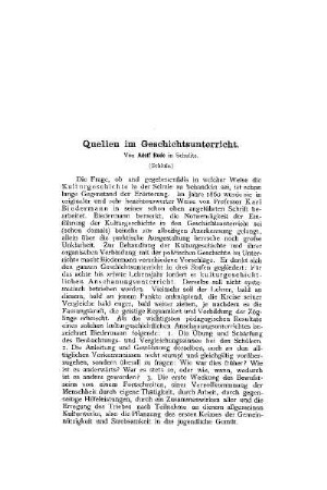Quellen im Geschichtsunterricht : (Schluß)