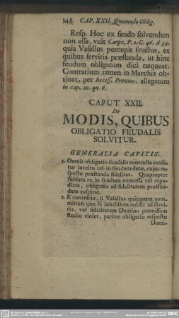 Caput XXII. De Modis, Quibus Obligatio Feudalis Solvitur