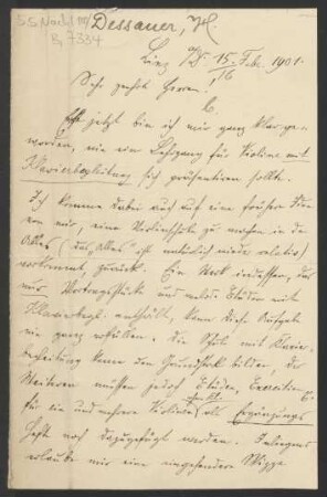 Brief an B. Schott's Söhne : 15.02.1901