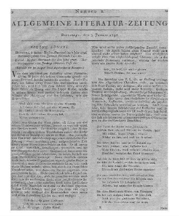 Musen-Almanach. Für das Jahr 1797. Hrsg. v. J. H. Voß. (Beschluß der im vorigen Stück abgebrochenen Recension)