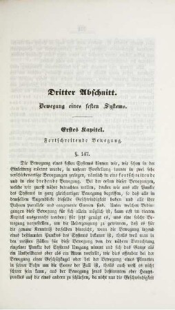 Dritter Abschnitt. Bewegung eines festen Systems. Erstes Kapitel