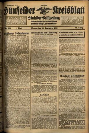 Erste Ausgabe vom Montag, den 30. September 1935.