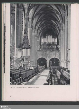 Leipzig, Thomaskirche. Mittelschiff nach Westen